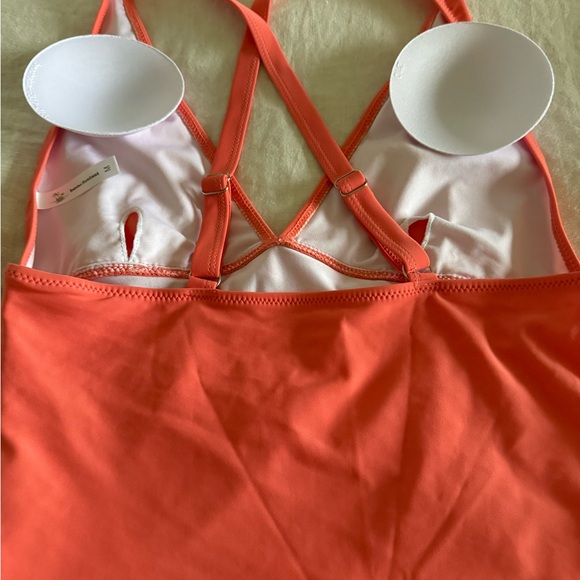 TOP ONLY - Tangerine / Coral Tankini top - Picture 7 of 9